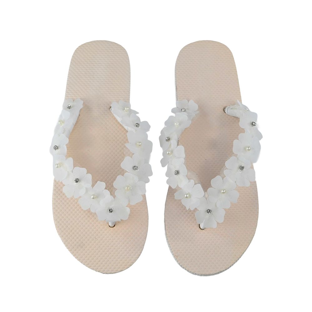 Σαγιονάρες λευκά λουλουδάκια στρας